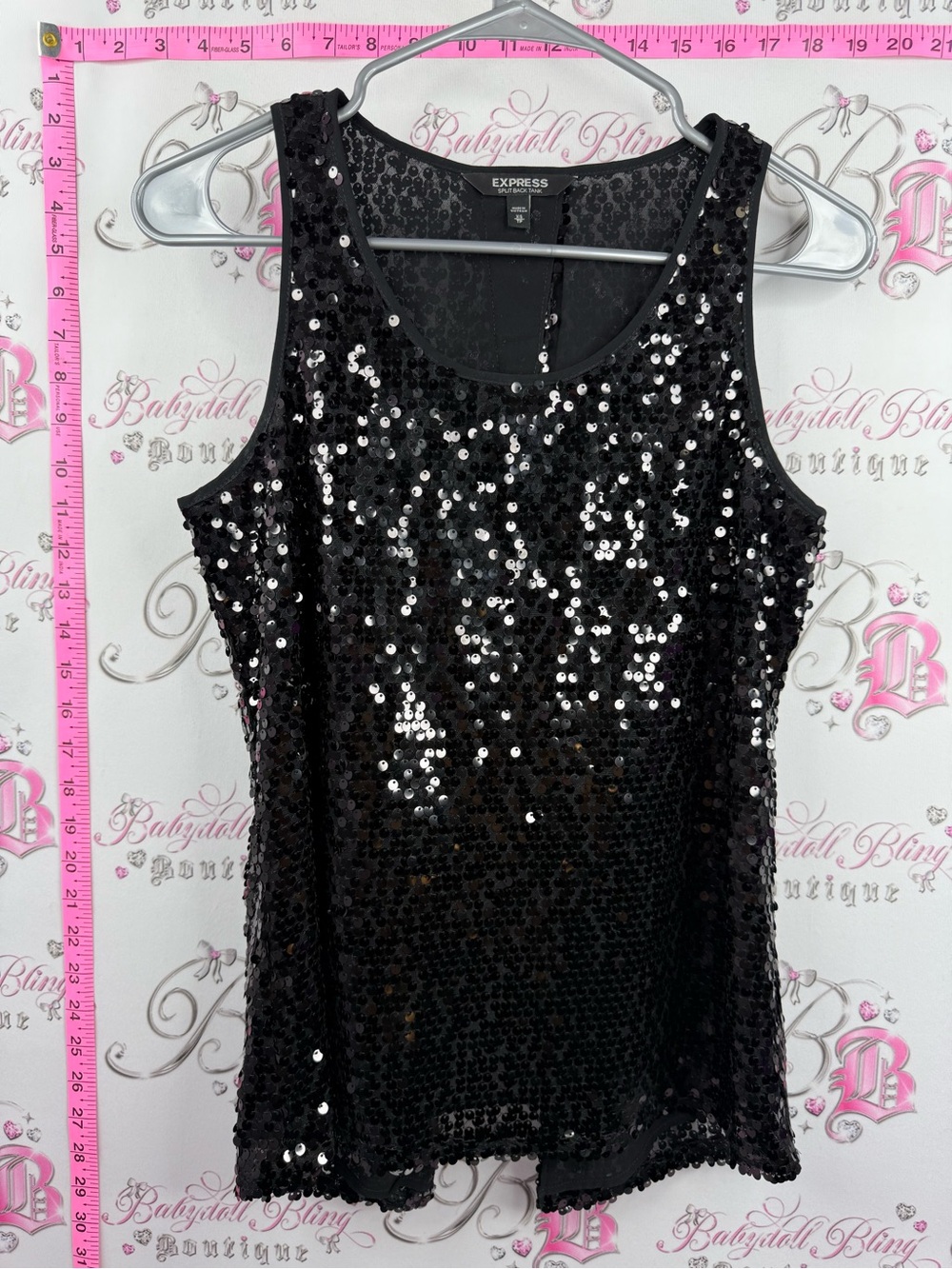 Express tank top sequins Y2K sparkly Black Sequin Tank Top